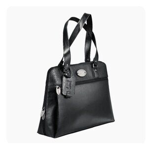 Kenneth Cole Reaction Womens Genuine Leather Black Laptop Tote‎ Bag